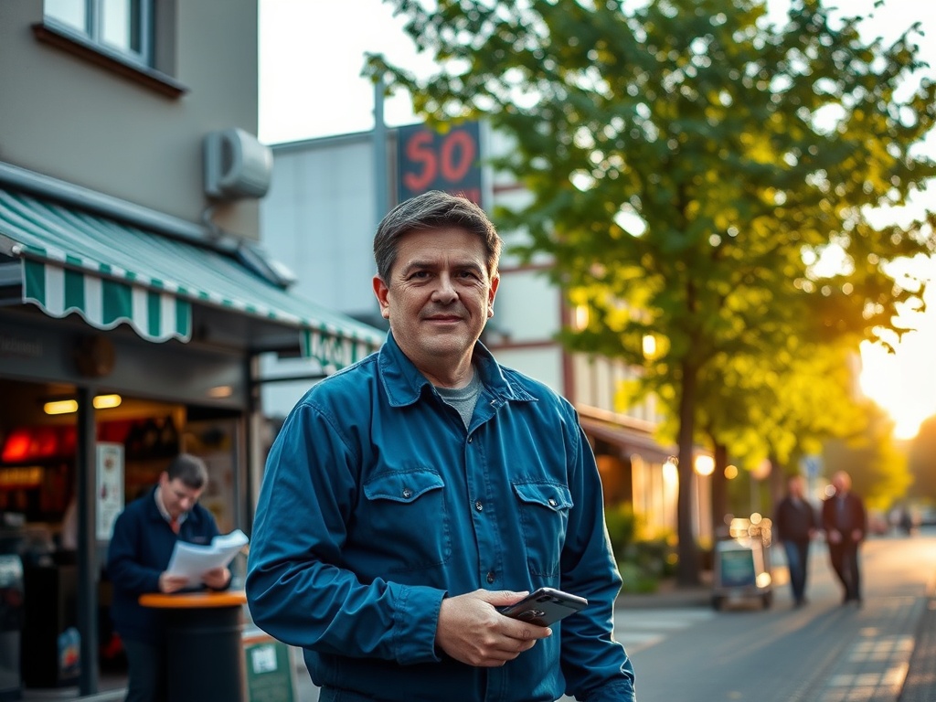 Mapa Polski z zaznaczonym Radymnem i ikonami symbolizującymi Fundusze Europejskie