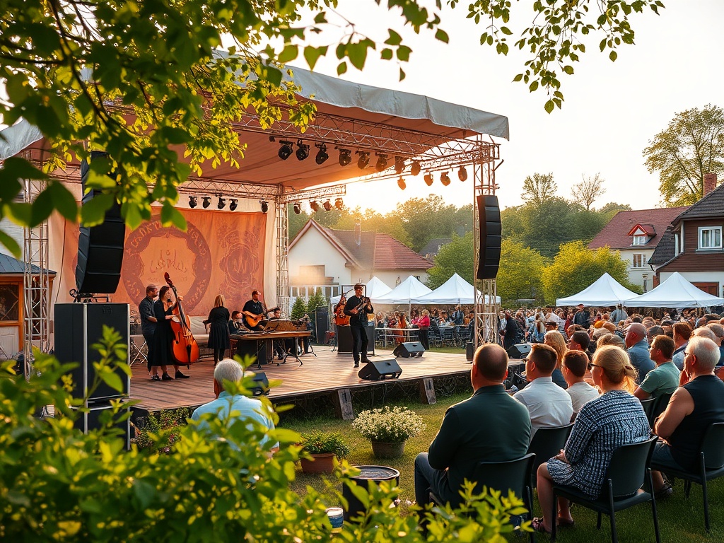 Uroczystości majówkowe na rynku w Radymnem z udziałem mieszkańców i lokalnych artystów.